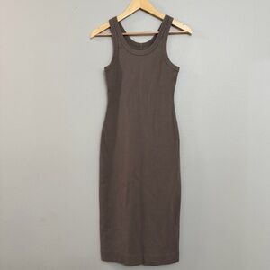 Everlane Taupe Ribbed Tank Midi Dress
